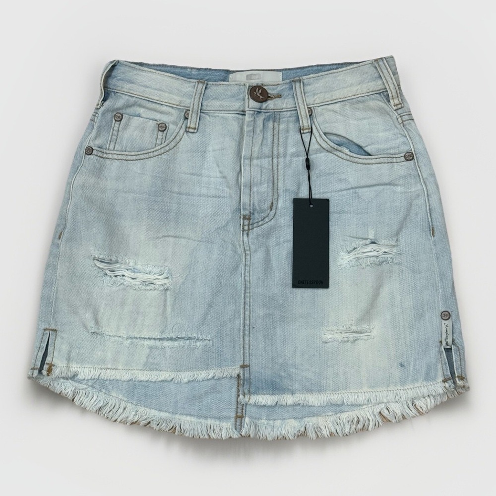 One‎ Teaspoon Blonde 2020 High Waist Distressed Denim Mini Skirt Grunge 25 NEW